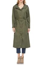 Women's Vince Camuto Water Resistant Hooded Rain Jacket - Green