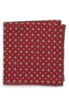 Men's Eleventy Medallion Wool & Cotton Pocket Square, Size - Red