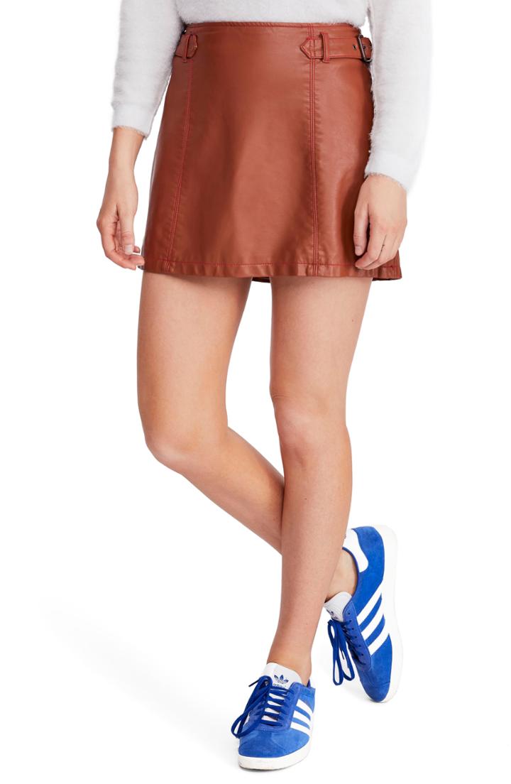 Women's Free People Charli Faux Leather A-line Skirt - Brown