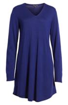 Women's Eileen Fisher Lightweight Merino Jersey V-neck Tunic, Size - Blue