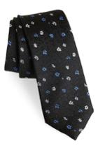 Men's Calibrate Daisy Floral Silk Skinny Tie, Size - Black