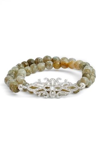 Women's Elise M. Gatsby Double Wrap Stretch Bracelet With Pave Art Deco Detail