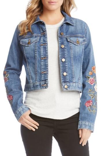 Women's Karen Kane Embroidered Denim Jacket - Blue