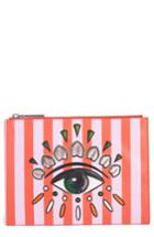 Kenzo Cory Embroidered Eye Leather Pouch - Red