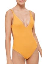 Women's Topshop Plunge One-piece Swimsuit Us (fits Like 0) - Orange