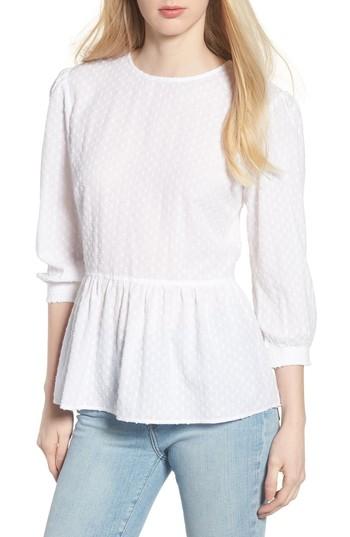 Women's Hinge Swiss Dot Peplum Top, Size - White