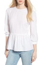 Women's Hinge Swiss Dot Peplum Top, Size - White