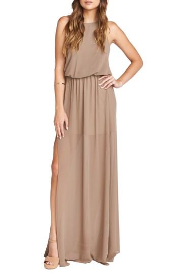 Women's Show Me Your Mumu Heather Chiffon Halter Gown, Size - Brown