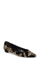 Women's Manolo Blahnik Tittermo Floral Embroidered Ballet Flat Us / 38eu - Black