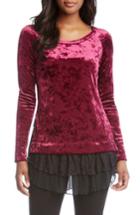 Women's Karen Kane Lace Hem Velvet Top - Red