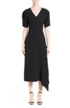 Women's Victoria Beckham Cady Drape Midi Dress Us / 8 Uk - Black