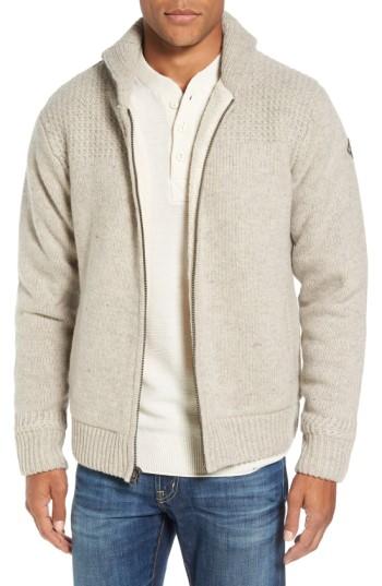 Men's Schott Nyc Lined Wool Zip Sweater - Brown