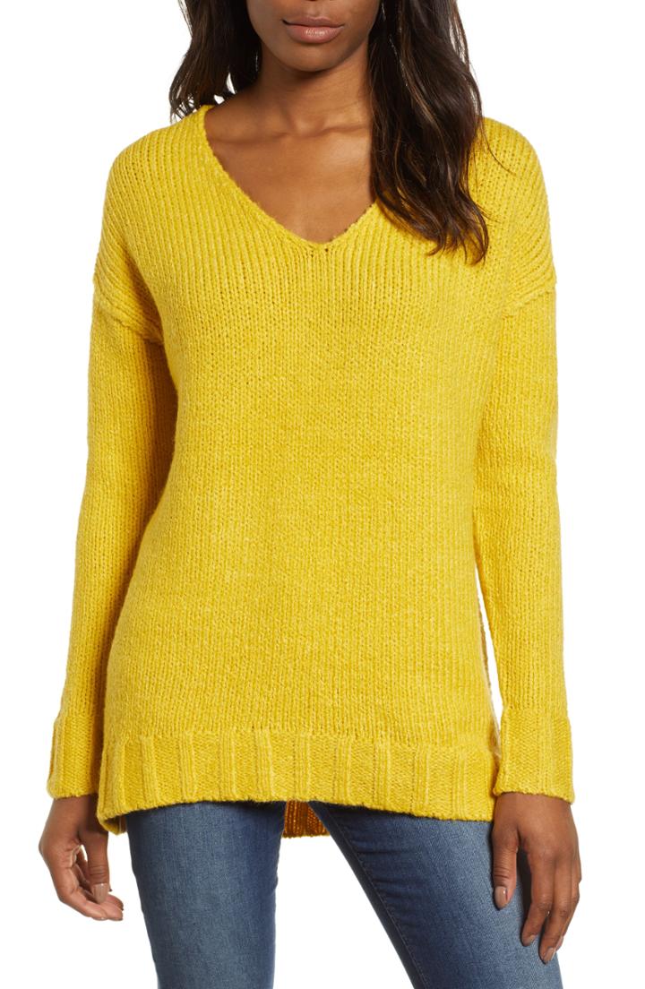 Women's Caslon Chunky V-neck Pullover - Yellow