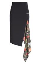 Women's Off-white Split Foulard Inset Crepe Skirt Us / 40 It - Black