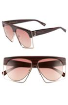 Women's Marc Jacobs 58mm Flat Top Sunglasses - Striped Brown/ Pink