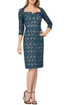 Women's Kay Unger Geometric Embroidered Cocktail Sheath - Blue/green