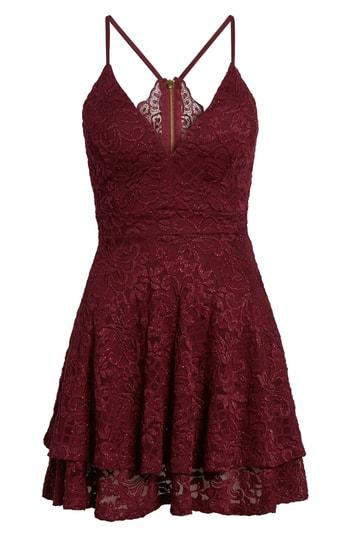 Women's Love, Nickie Lew Lace Skater Dress - Burgundy