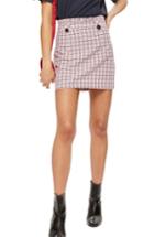 Women's Topshop Pop Check Frill Waist Miniskirt Us (fits Like 0) - Pink