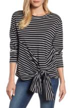 Women's Caslon Long Sleeve Side Tie Tee, Size - Black