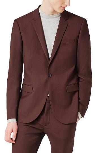 Men's Topman Skinny Fit Suit Jacket - Red