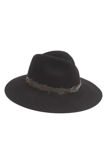August Hat Feather Trim Floppy Felt Fedora