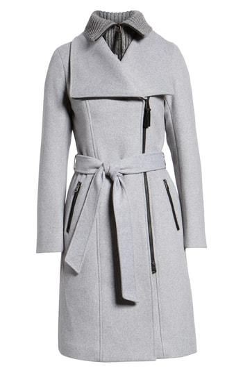 Women's Mackage Nori Belted Wool Blend Coat - Grey