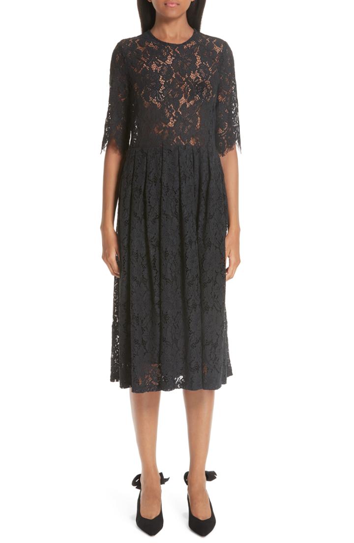 Women's Ganni Everdale Cotton Blend Lace Dress Us / 34 Eu - Black