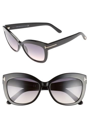 Women's Tom Ford Alistair 56mm Gradient Sunglasses - Red Havana / Brown Polarized