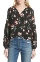 Women's Rebecca Taylor Stretch Silk Floral Top - Black