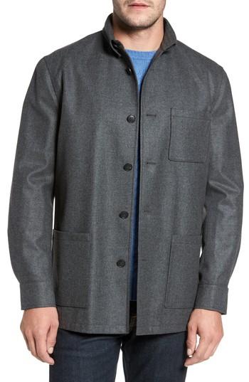 Men's David Donahue Loro Piana Storm System Shirt Jacket, Size - Black