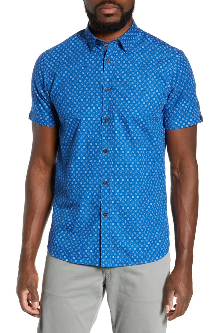 Men's Ted Baker London Finew Geo Print Slim Fit Sport Shirt (m) - Blue