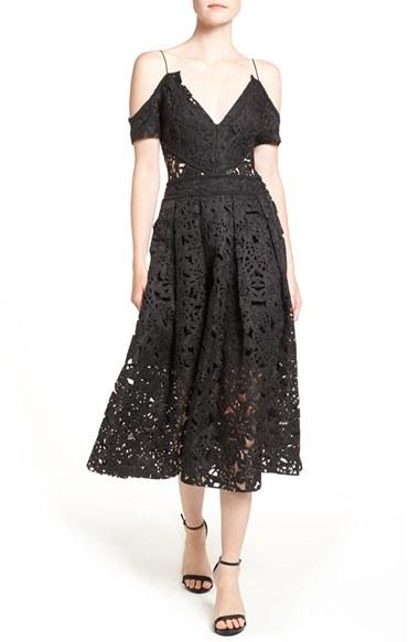 Women's Topshop Laser Cut Off The Shoulder Midi Dress