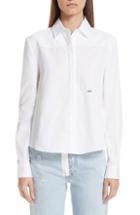 Women's Chloe Horse Embroidered Crepe De Chine Shirt Us / 42 Fr - White