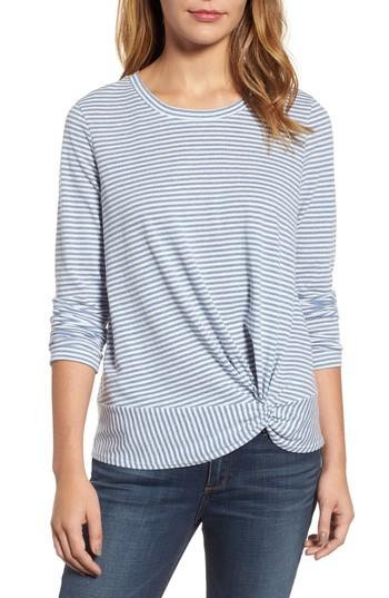 Women's Caslon Long Sleeve Front Knot Tee - Blue