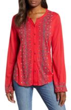 Women's Lucky Brand Printed Peasant Blouse - Blue