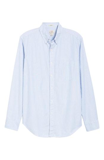 Men's J.crew Stripe Pima Cotton Oxford Sport Shirt - Blue