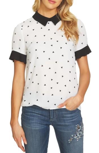 Women's Cece Diamonds Pleat Sleeve Crepe Blouse