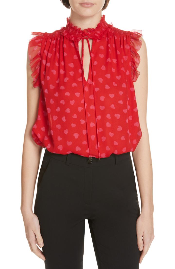 Women's Kate Spade New York Heartbeat Silk Top - Red