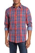 Men's Faherty Plaid Sport Shirt, Size - Red
