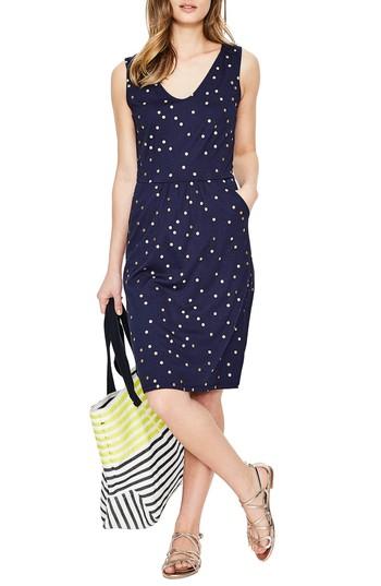 Women's Boden Melinda Metallic Dot Jersey Sheath Dress - Blue