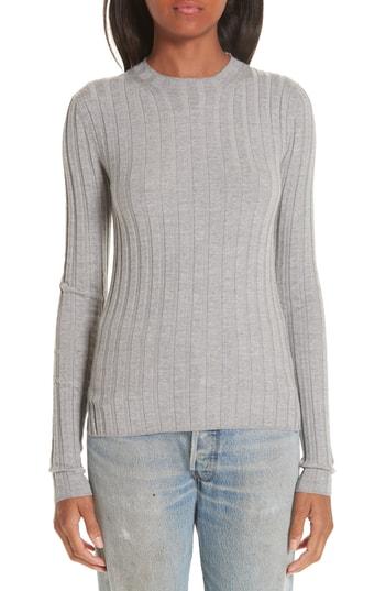 Women's Acne Studios Carina Fitted Crewneck Sweater - Grey