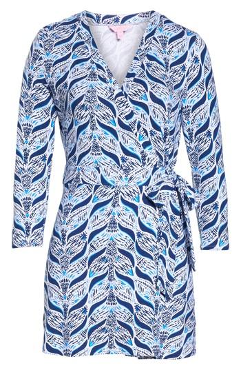 Women's Lilly Pulitzer Karlie Wrap Style Romper, Size - Blue
