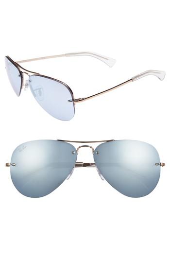 Women's Ray-ban Highstreet 59mm Semi Rimless Aviator Sunglasses - Gold Pink