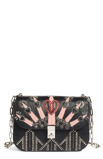 Valentino Love Blade Embroidered Calfskin Leather Shoulder Bag -