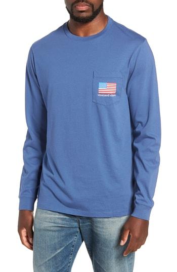 Men's Vineyard Vines American Flag Pocket T-shirt, Size - Blue