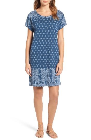 Women's Lucky Brand Border Print T-shirt Dress - Blue