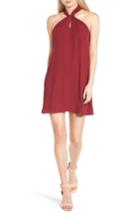 Women's Soprano Knotted High Neck Shift Dress - Red