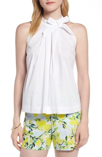 Women's 1901 Tie Neck Cotton Blend Halter Top - White