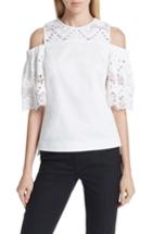 Women's Ted Baker London Taluah Mixed Lace Cold Shoulder Blouse - White