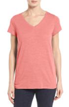 Women's Eileen Fisher Organic Cotton V-neck Tee, Size - Pink